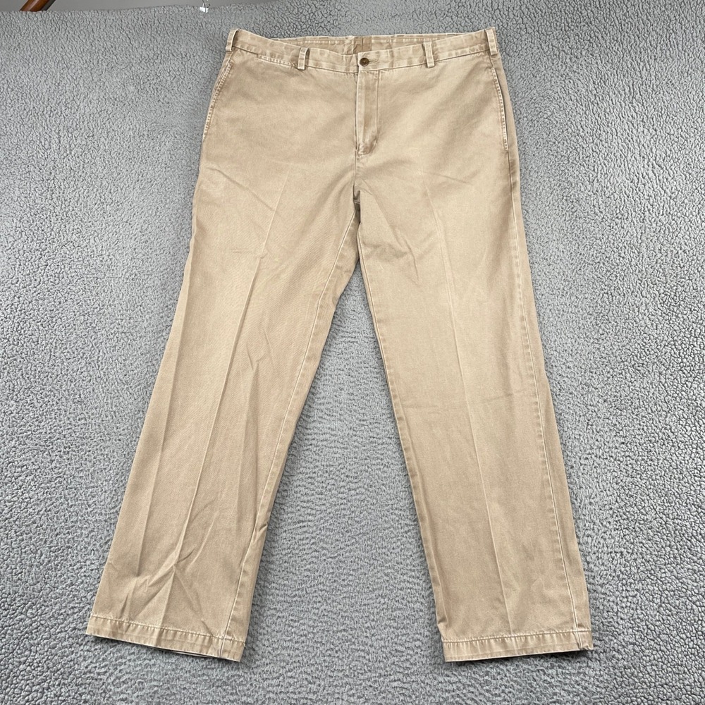 Johnston & Murphy Pants Mens 38x32 Khaki Pima Cotton Flat Front Straight Chinos